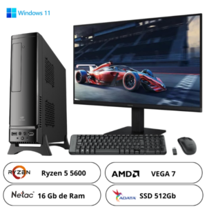 Pc Worksation Completo Slim Ryzen 5 5600Gt, 16gb ddr4, Wi-fi