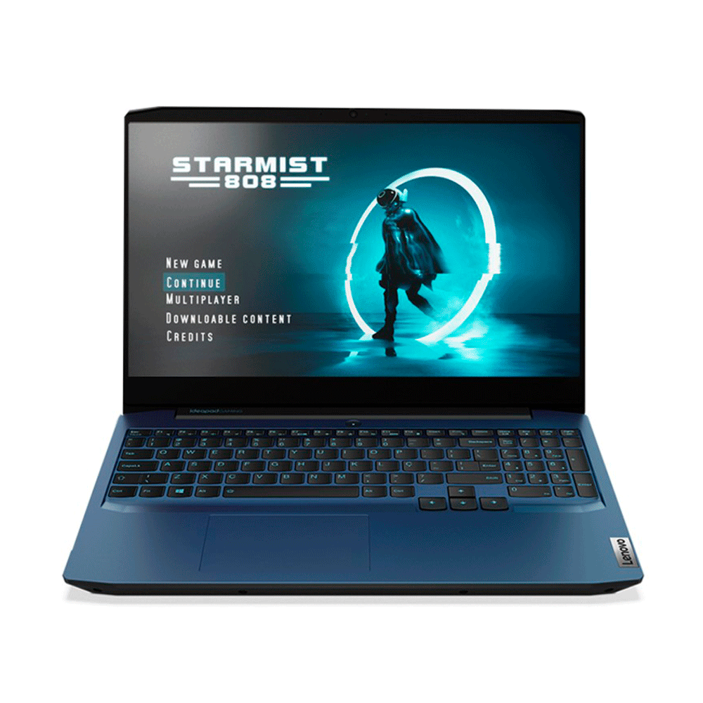 Imagem de referência de notebook Lenovo IdeaPad Gaming 3i, vista frontal aberta