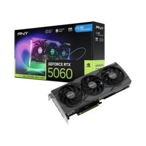 Placa de Vídeo PNY GeForce RTX 5060 EPIC-X RGB OC Triple Fan, 8GB GDDR7, 128-bit — produto com caixa