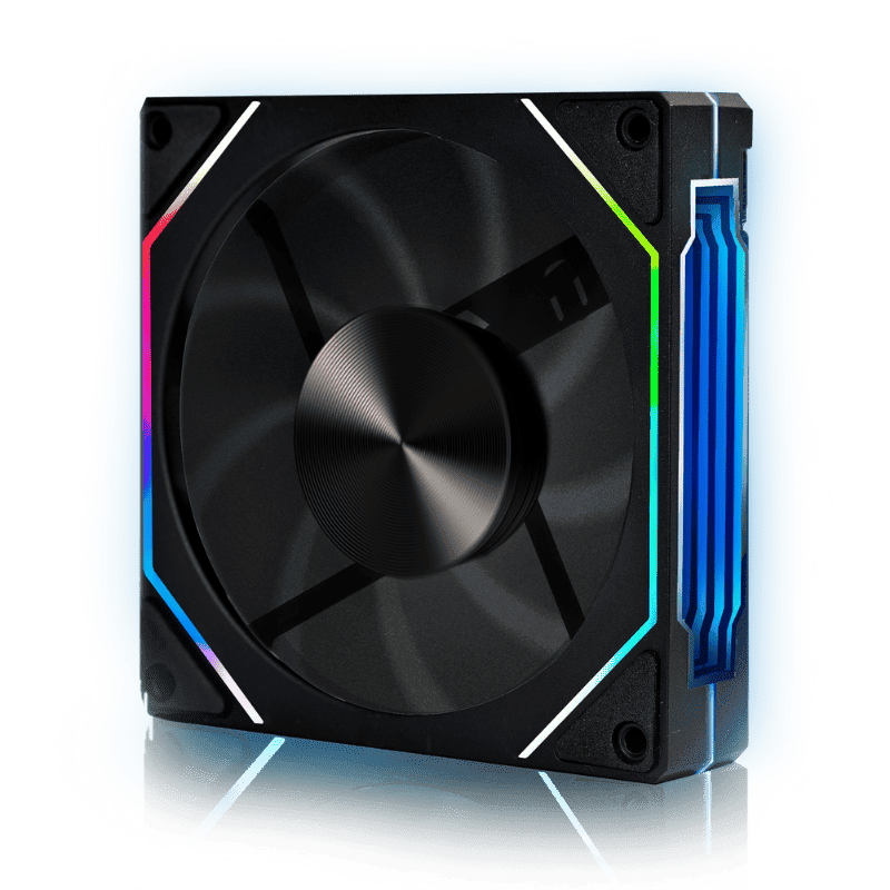 Fan Round5 Nordwind Forward ARGB 120mm PWM Preto — vista frontal com iluminação