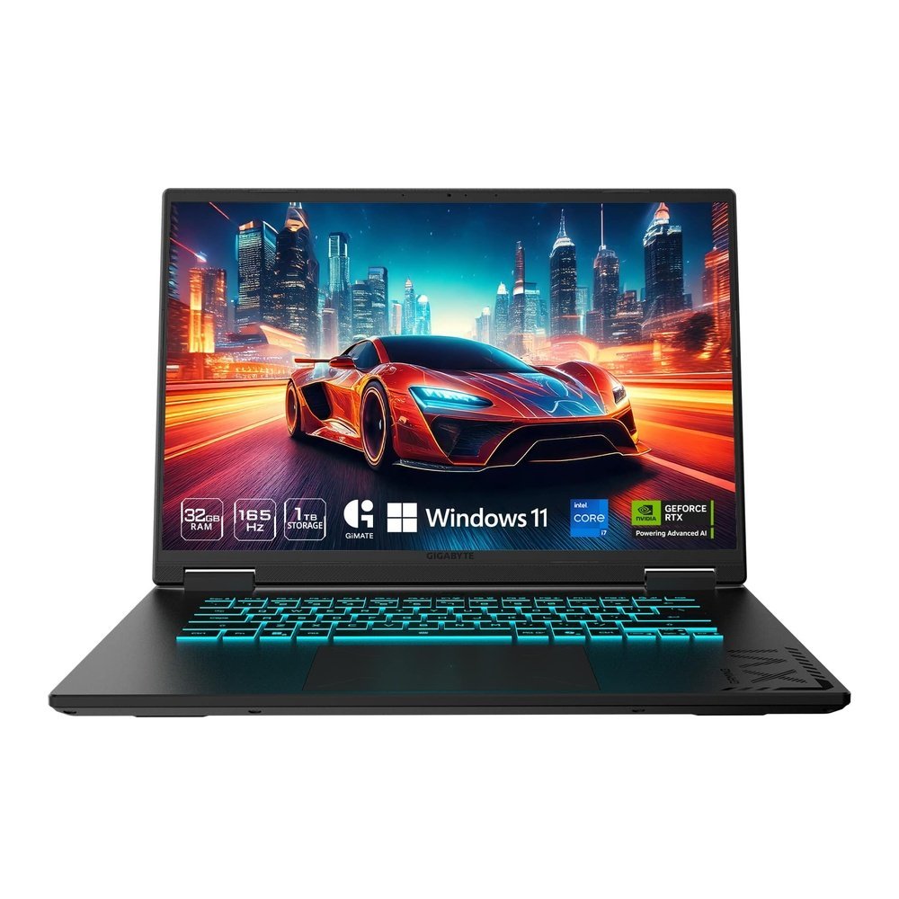 Notebook Gamer Gigabyte Gaming A16 CVHI3US864SH Intel Core i7-13620H, 32GB DDR5, SSD 1TB, RTX 5060 8GB, 16″ 165Hz — vista frontal