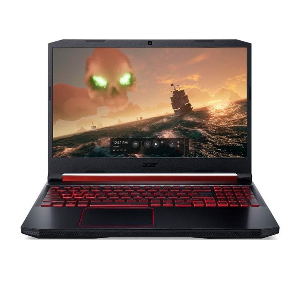 Notebook Gamer Acer Nitro 5 AN515-54-528V, Intel Core i5-9300H, 16GB, SSD 256GB + HD 1TB, GTX 1650 4GB, 15,6″ Full HD, Windows 10 — vista frontal aberta e simétrica