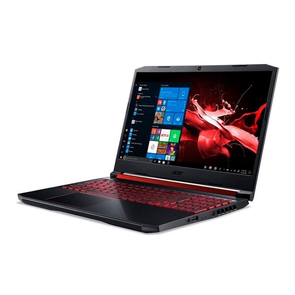 Notebook Gamer Acer Nitro 5 AN515-54-528V, Intel Core i5-9300H, 16GB, SSD 256GB + HD 1TB, GTX 1650 4GB, 15,6″ Full HD, Windows 10 — vista três-quartos direita