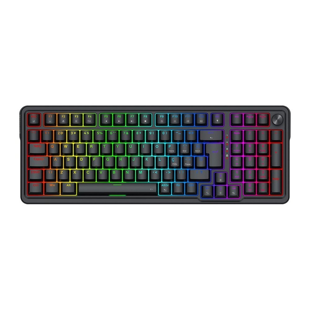 Teclado Magnético Gamer Redragon Eisa K686RGB-M, 1800 Compact, RGB, Switch UltraMag Linear, ABNT2, Preto — vista frontal