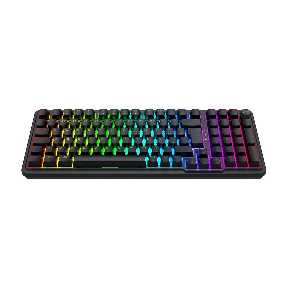 Teclado Magnético Gamer Redragon Eisa K686RGB-M, 1800 Compact, RGB, Switch UltraMag Linear, ABNT2, Preto — perspectiva baixa