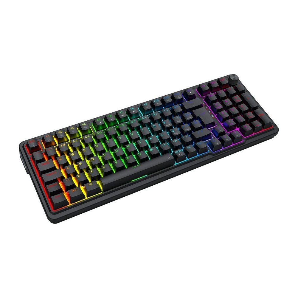 Teclado Magnético Gamer Redragon Eisa K686RGB-M, 1800 Compact, RGB, Switch UltraMag Linear, ABNT2, Preto — perspectiva diagonal