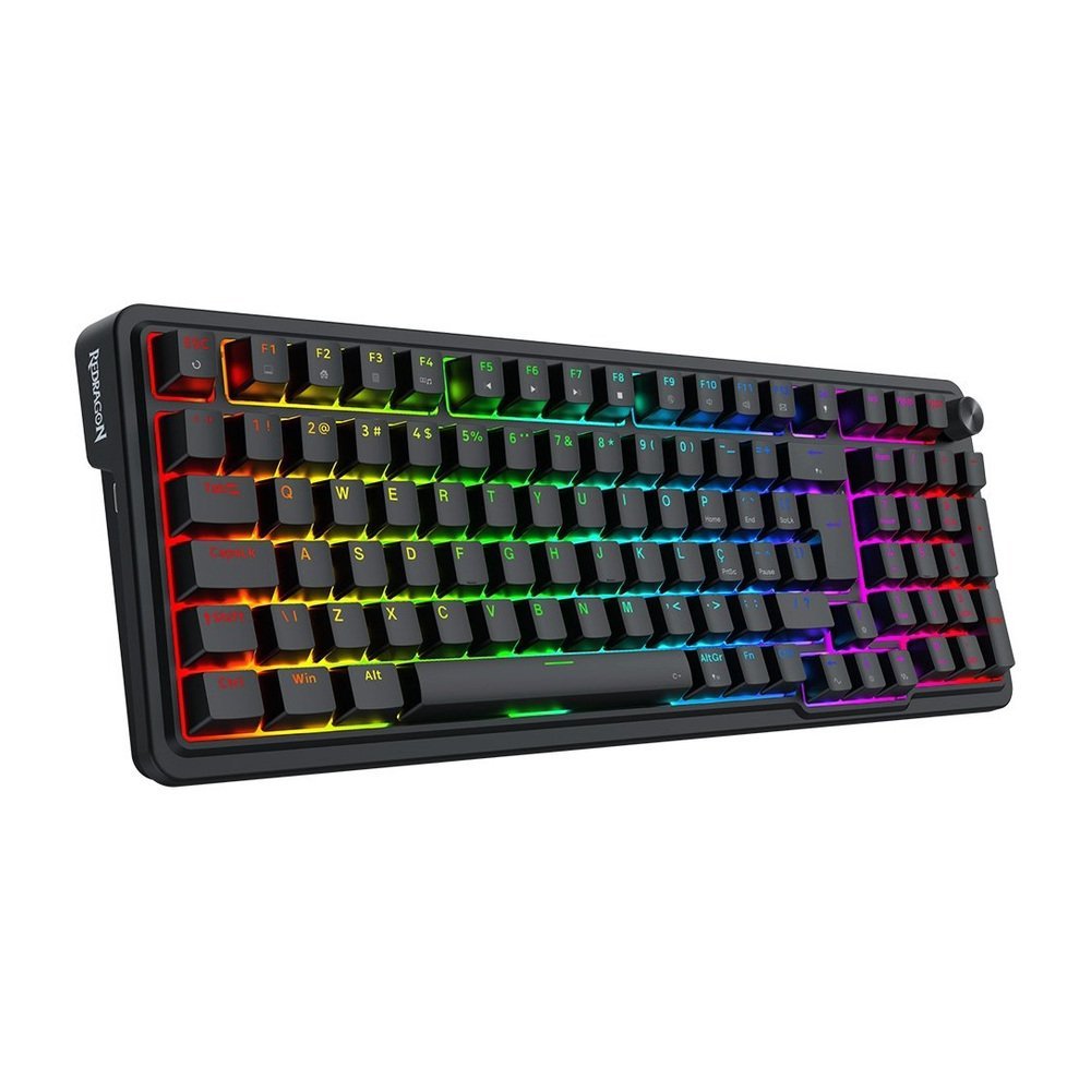 Teclado Magnético Gamer Redragon Eisa K686RGB-M, 1800 Compact, RGB, Switch UltraMag Linear, ABNT2, Preto — perspectiva esquerda