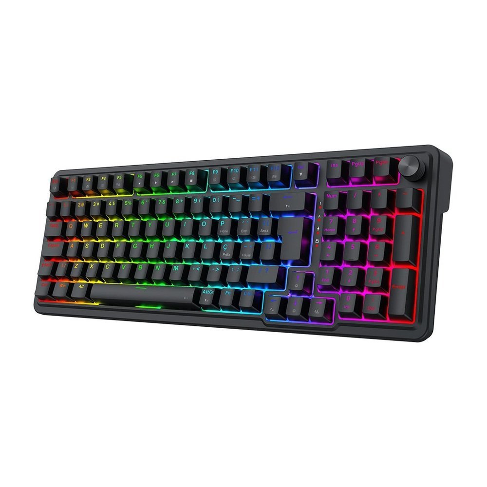 Teclado Magnético Gamer Redragon Eisa K686RGB-M, 1800 Compact, RGB, Switch UltraMag Linear, ABNT2, Preto — perspectiva direita