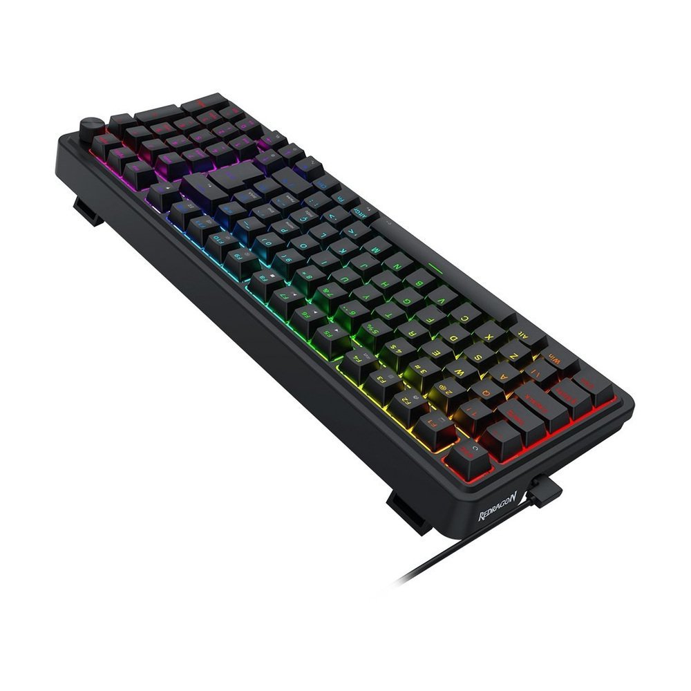 Teclado Magnético Gamer Redragon Eisa K686RGB-M, 1800 Compact, RGB, Switch UltraMag Linear, ABNT2, Preto — perspectiva lateral